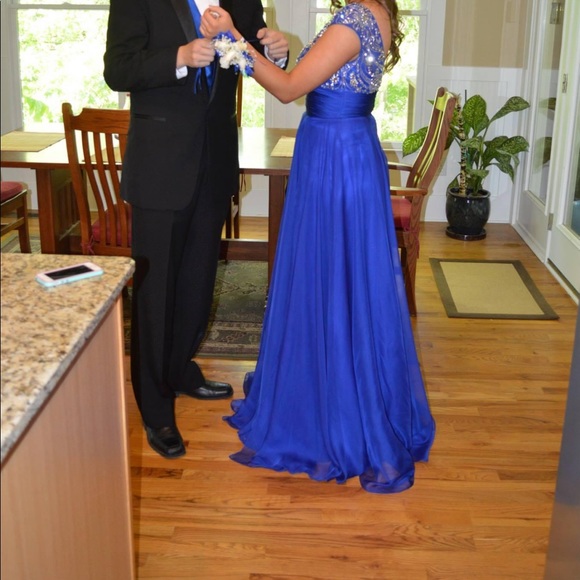 MAC DUGGAL PROM DRESS SZ 10 STYLE 10008M BLUE - Picture 5 of 6